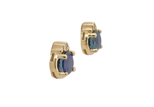 9ct Yellow Gold Ceylon Sapphire and Diamond Stud Earrings. MME459