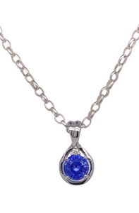 9ct White Gold Sapphire and Diamond Pendant. P500WS