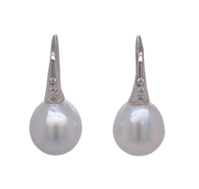 Load image into Gallery viewer, 9ct White Gold South Sea Pearl and Diamond Earrings. EP6
