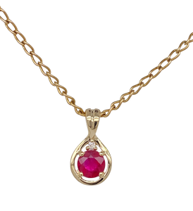 9ct Yellow Gold Ruby and Diamond Pendant. P500YR