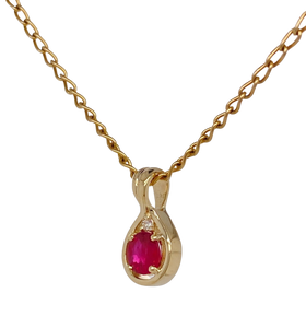 9ct Yellow Gold Ruby and Diamond Pendant. P500YR