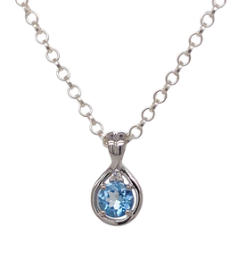 9ct White Gold Aquamarine and Diamond Pendant. P500WAM