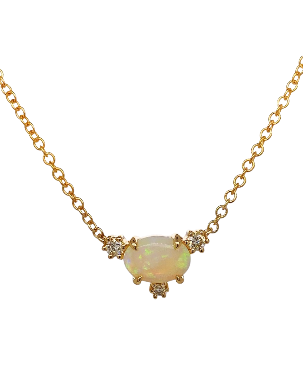 9ct Yellow Gold Opal and Diamond Pendant. P915A