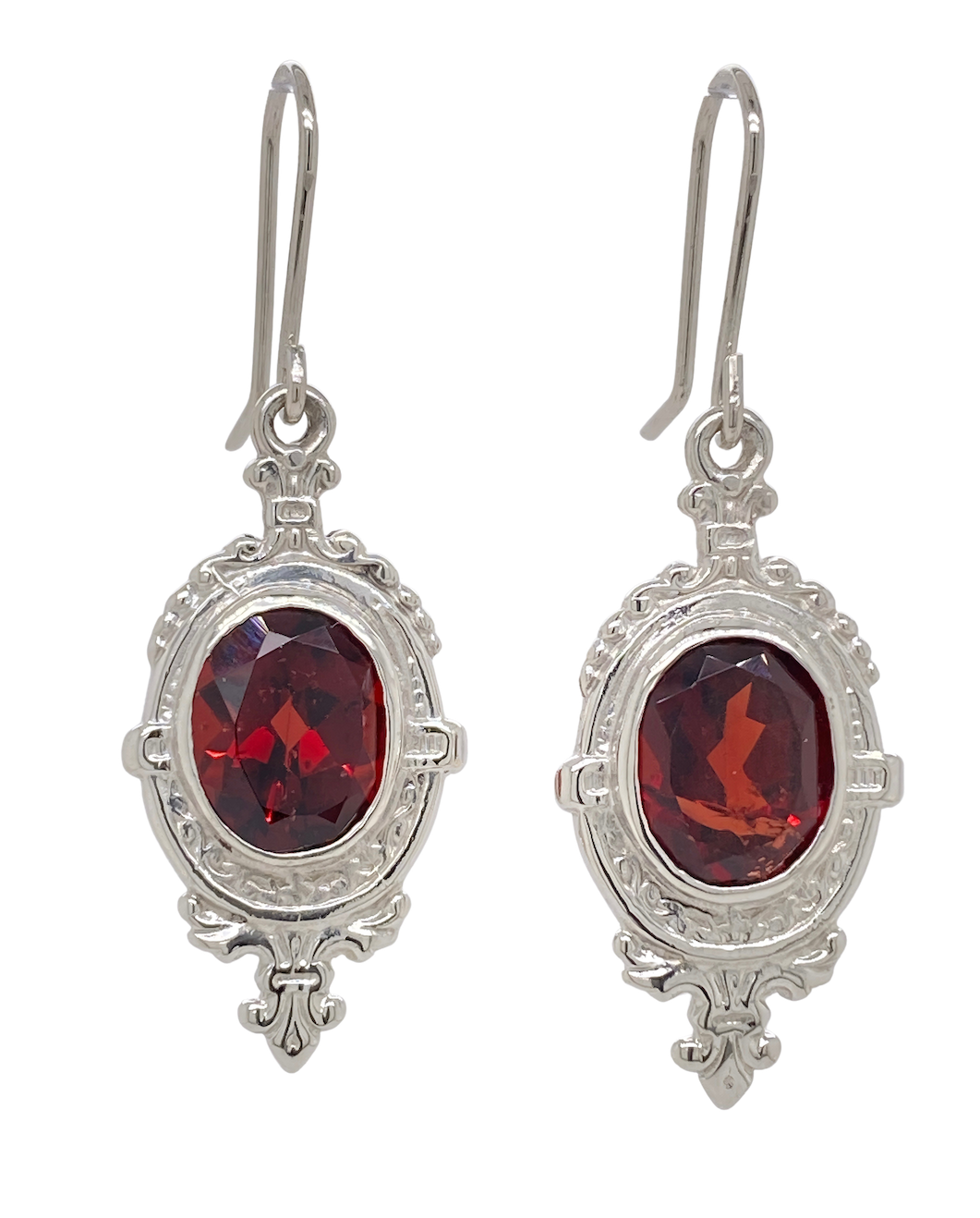 Sterling Silver Garnet Quicksilver Earrings. J182G