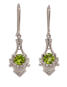 Sterling Silver Peridot ‘Tiny Shield’ Earrings. J194P