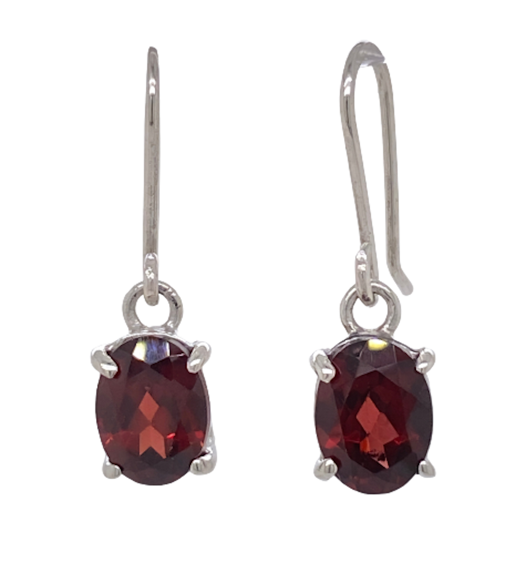 Sterling Silver Garnet Ella Earrings. J330G