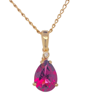 Load image into Gallery viewer, 9Ct Yellow Gold Rhodolite Garnet Diamond Pendant. MM605
