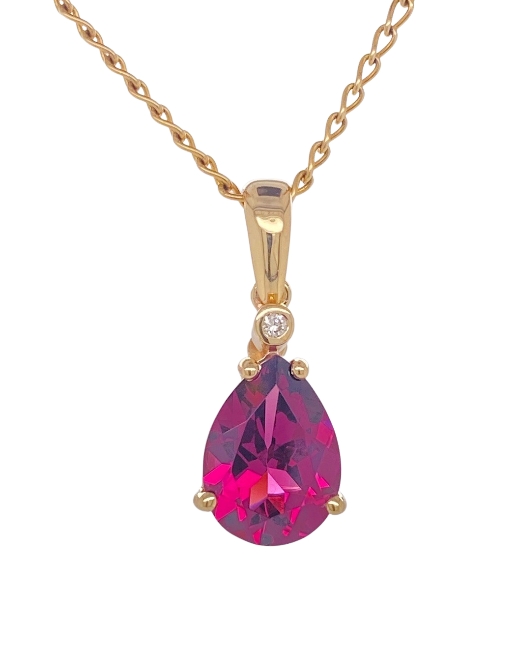 9Ct Yellow Gold Rhodolite Garnet Diamond Pendant. MM605