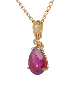 9Ct Yellow Gold Rhodolite Garnet Diamond Pendant. MM605