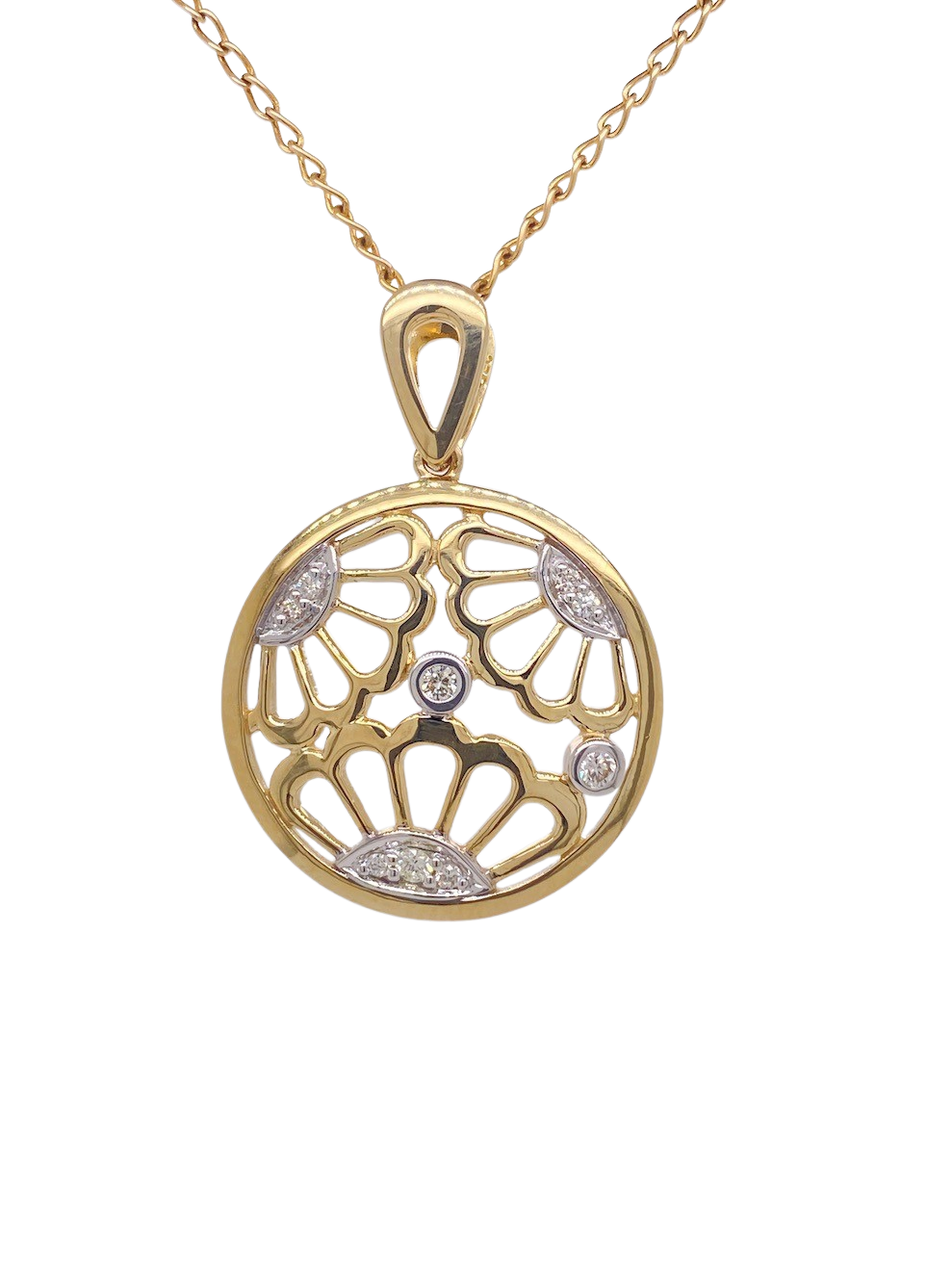 9Ct Yellow Gold Diamond Pendant. MM624