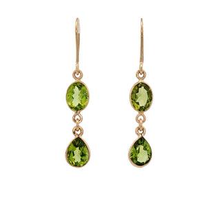 9ct Yellow Gold Peridot Waterfall Earrings. J163P