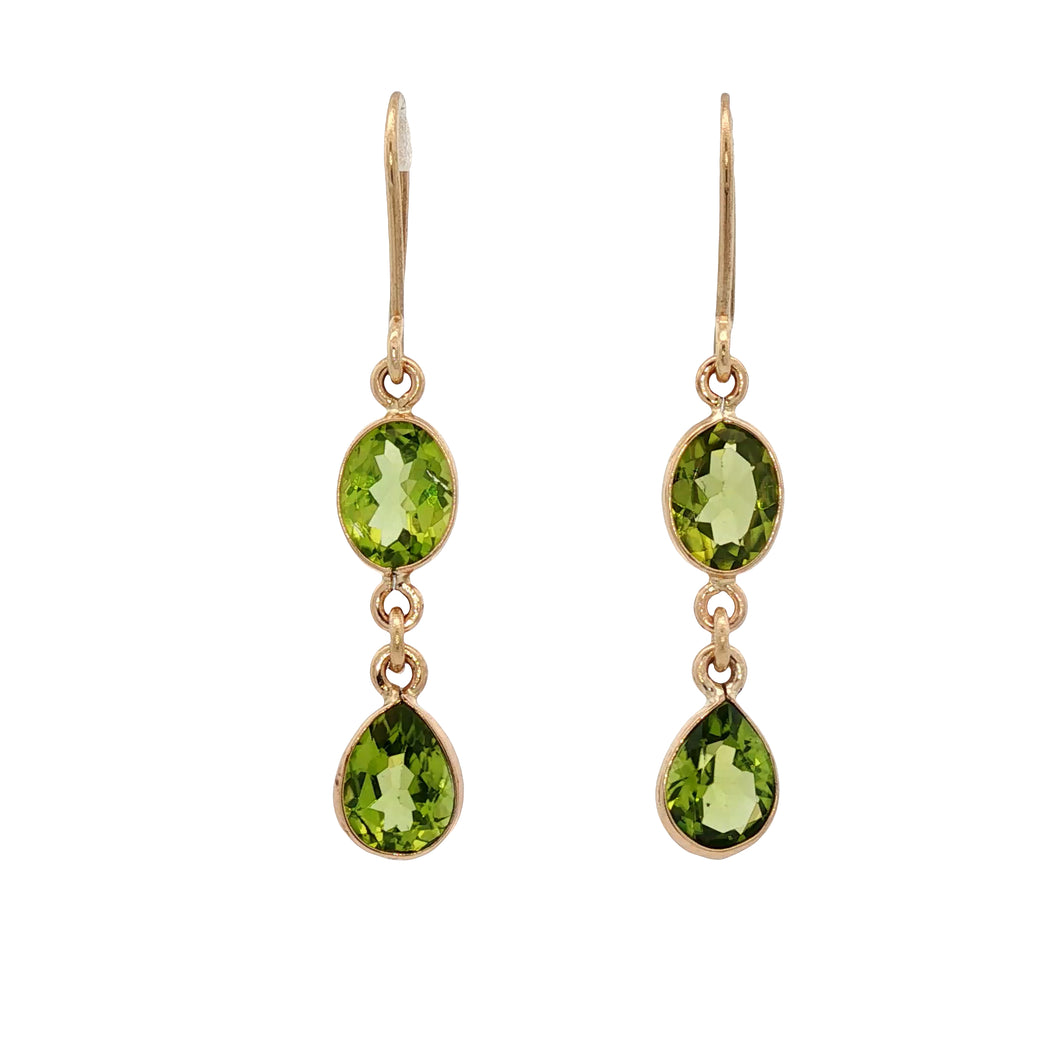 9ct Yellow Gold Peridot Waterfall Earrings. J163P