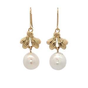 9ct Yellow Gold Freshwater Pearl Nova Earrings. J515WP