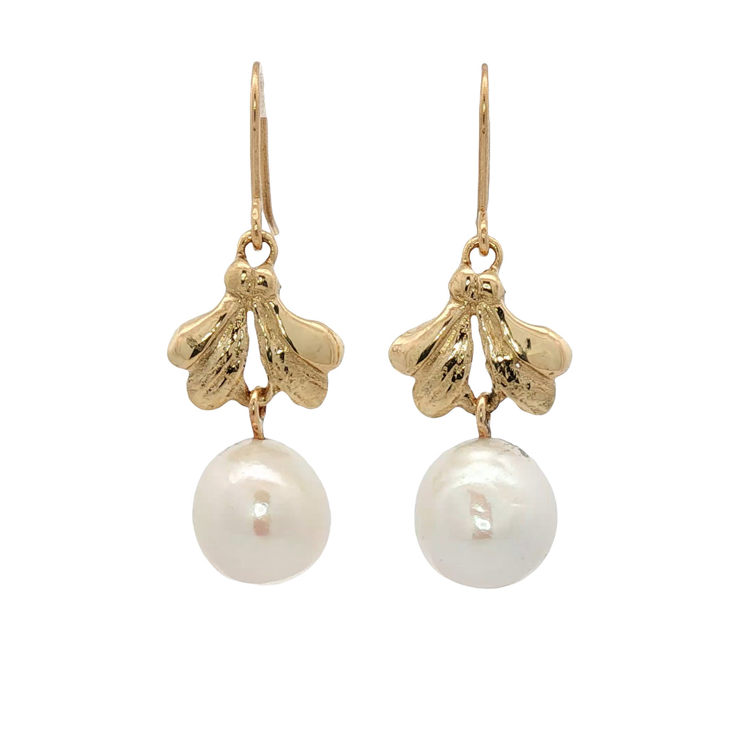 9ct Yellow Gold Freshwater Pearl Nova Earrings. J515WP