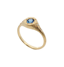 Load image into Gallery viewer, 9ct Yellow Gold Ceylon Sapphire and Diamond Signet Ring. MM2827
