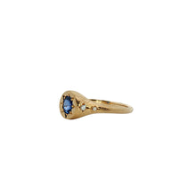Load image into Gallery viewer, 9ct Yellow Gold Ceylon Sapphire and Diamond Signet Ring. MM2827
