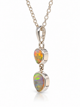 Load image into Gallery viewer, Sterling Silver Solid White Opal Double Drop Pendant. GA-547
