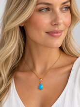 Load image into Gallery viewer, 9ct Yellow Gold Arizona Turquoise Teardrop Pendant. GA-553
