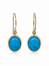 Load image into Gallery viewer, 9ct Yellow Gold Turquoise Earrings. GA-554
