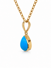 Load image into Gallery viewer, 9ct Yellow Gold Arizona Turquoise Teardrop Pendant. GA-553
