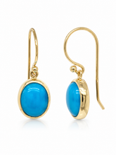 Load image into Gallery viewer, 9ct Yellow Gold Turquoise Earrings. GA-554
