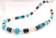 Load image into Gallery viewer, Amazonite Moonstone and Onyx Beaded Necklace.
