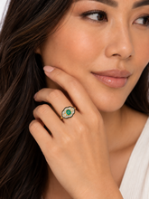 Load image into Gallery viewer, 9ct Yellow Gold Emerald, Diamond and Balck Enamel Ring. MMC881B
