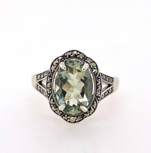Load image into Gallery viewer, Sterling Silver Marcasite and Prasiolite Ring. AM18-1072
