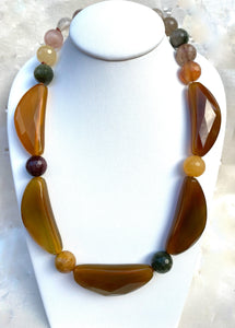 Sterling Silver Banana Agate Necklace