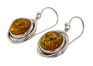 Sterling Silver Amber Earrings. GA-143