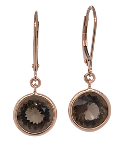 9ct Rose Gold Smokey Quartz Earrings. GA-130