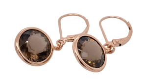 9ct Rose Gold Smokey Quartz Earrings. GA-130