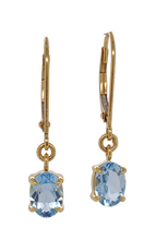 Load image into Gallery viewer, 9ct Yellow Gold Aquamarine Earrings. GA-126
