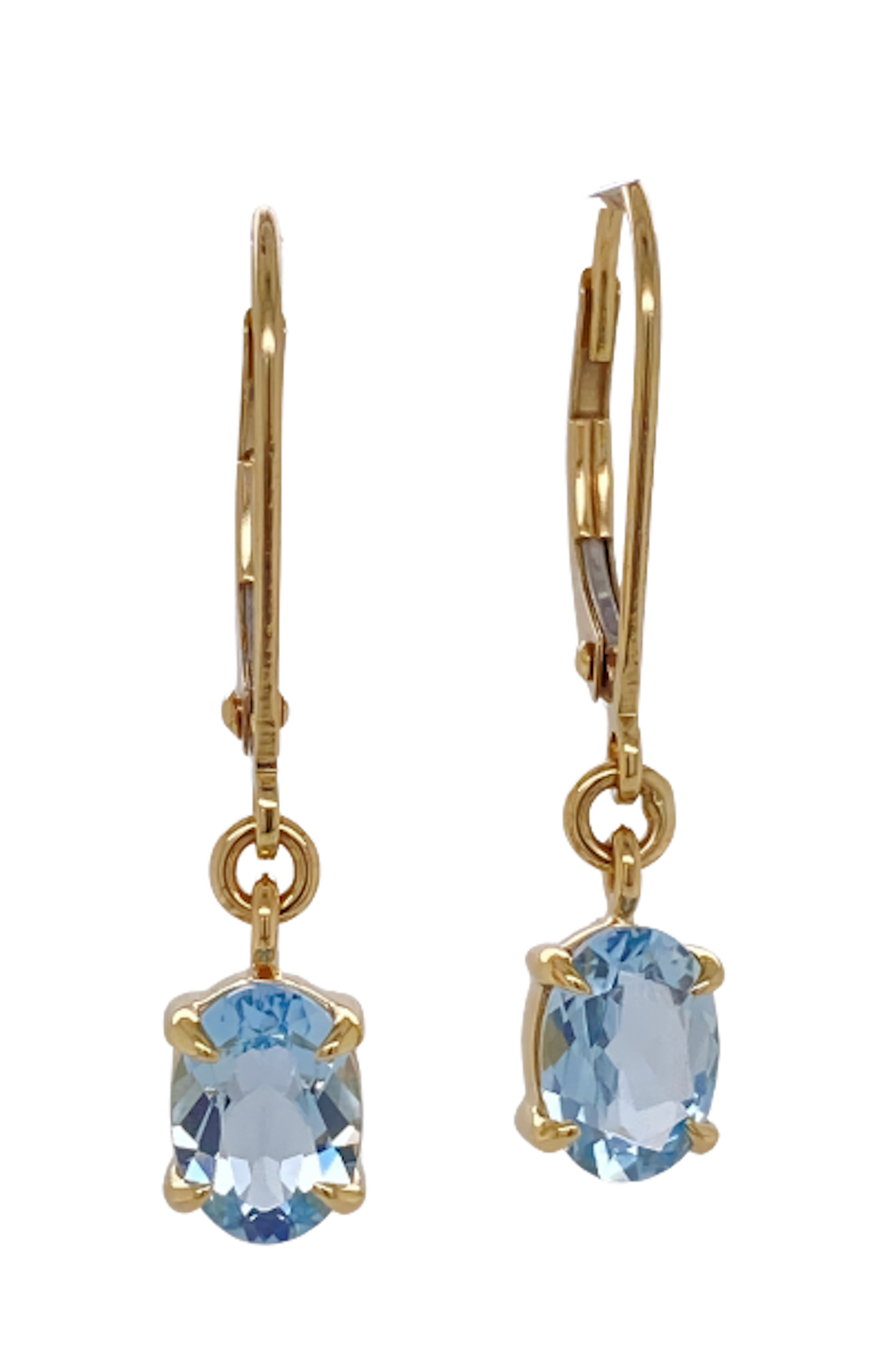 9ct Yellow Gold Aquamarine Earrings. GA-126