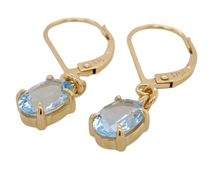 9ct Yellow Gold Aquamarine Earrings. GA-126