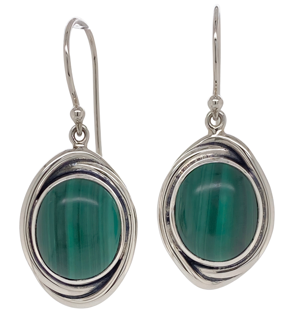 Malachite silver earrings deals