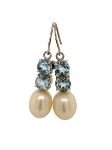 Sterling Silver Pearl and Gemstone Mimi Earrings J461