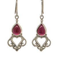 Load image into Gallery viewer, Sterling Silver and Garnet Filagree Tear Earrings J198
