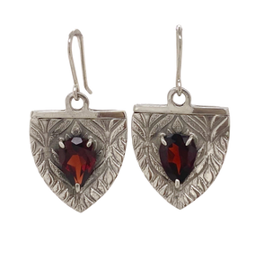 Sterling Silver and Gemstone Medieval Shield Earrings J476