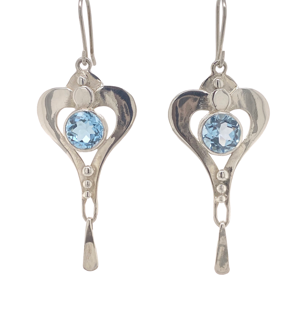 Sterling Silver and Gemstone Josephine Earrings with dangle J439