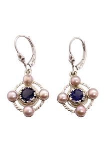 Sterling Silver Gemstone and Pearl Sandrine Earrings J493