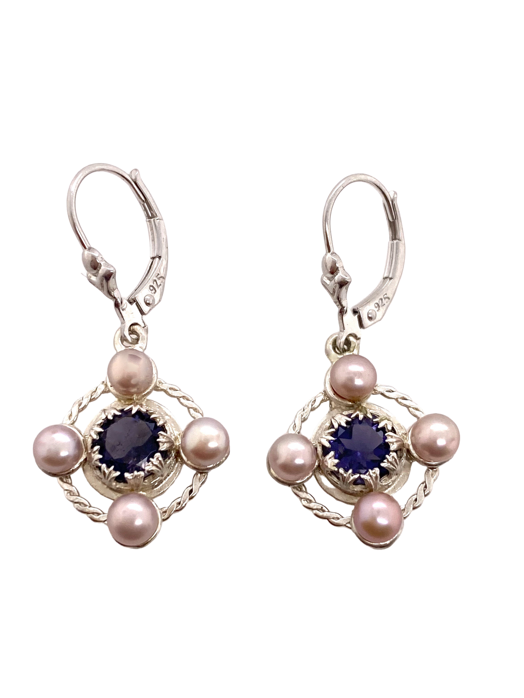 Sterling Silver Gemstone and Pearl Sandrine Earrings J493