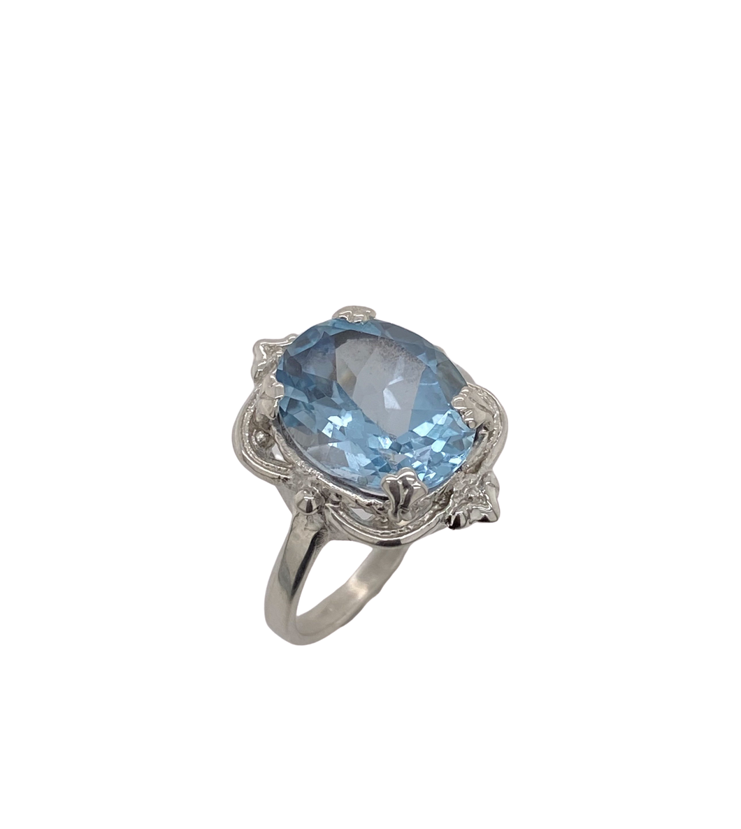 Sterling Silver and Gemstone Victorian Ring J385