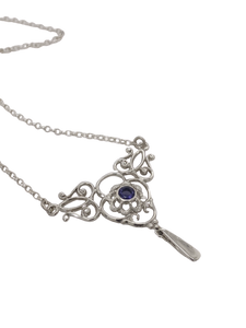 Sterling Silver, Gemstone Silver Lace Necklace J245
