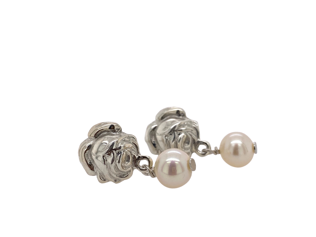 Sterling Silver and Pearl Beth Rose Studs J109