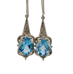 Sterling Silver and Gemstone Victorian Earrings. (long) J200