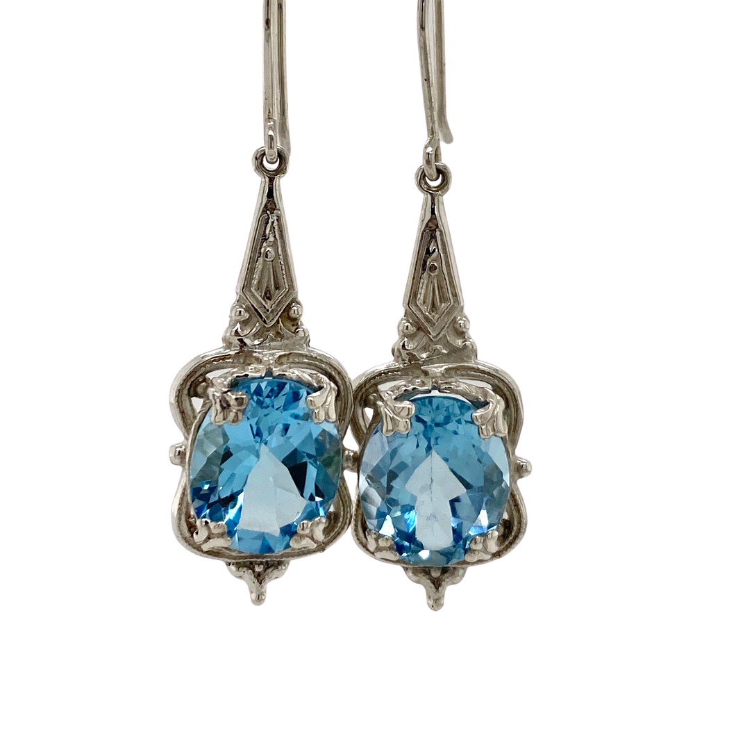 Sterling Silver and Gemstone Victorian Earrings. (long) J200
