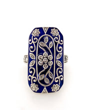 Load image into Gallery viewer, Sterling Silver Enamel and Marcasite Ring AM18-194

