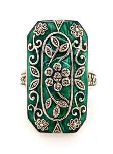 Sterling Silver Enamel and Marcasite Ring AM18-194