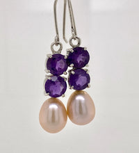 Load image into Gallery viewer, Sterling Silver Pearl and Gemstone Mimi Earrings J461
